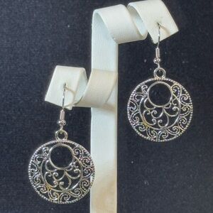 Silver Tone Filigree Dangle Earrings